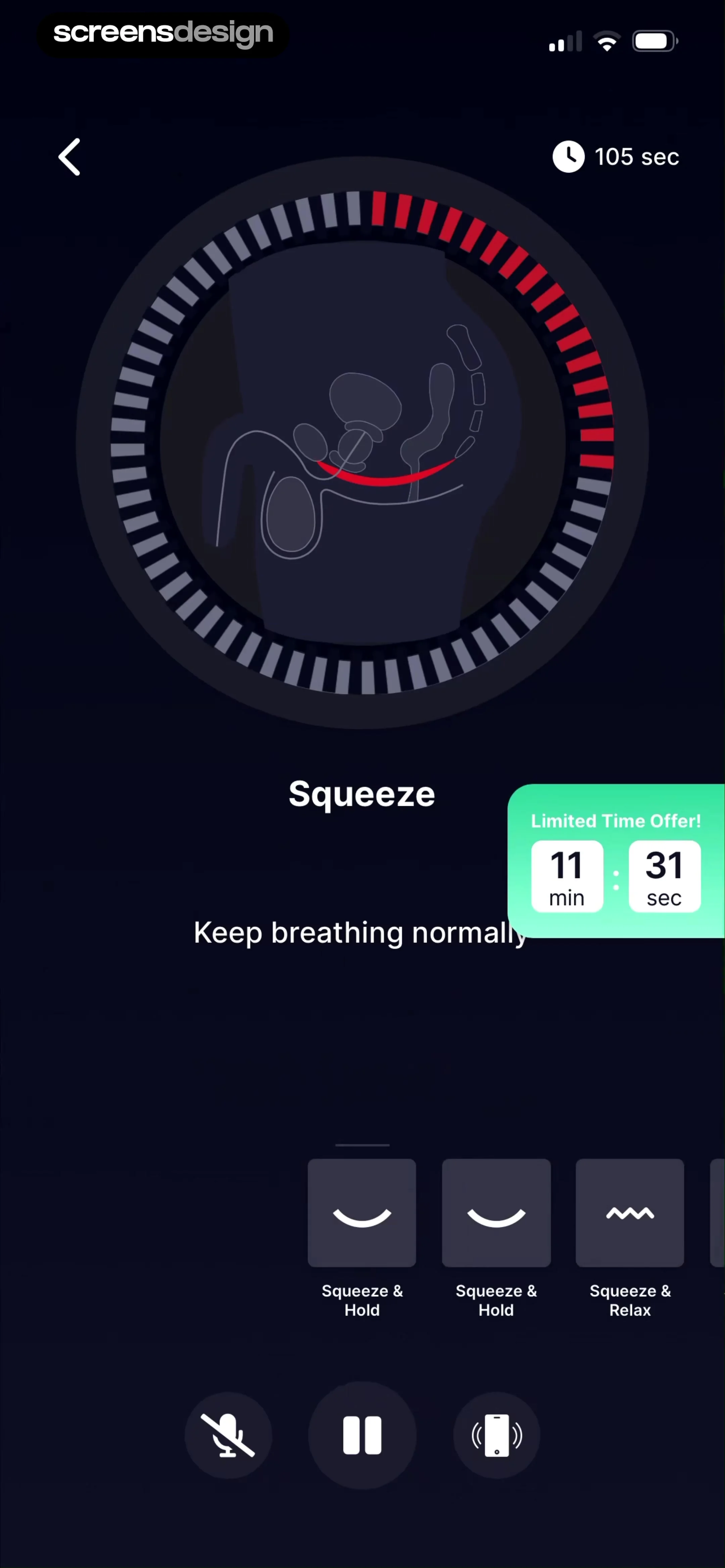 Kegel Men: Men's Health 当前回放第 71 屏，时间 4:55.53