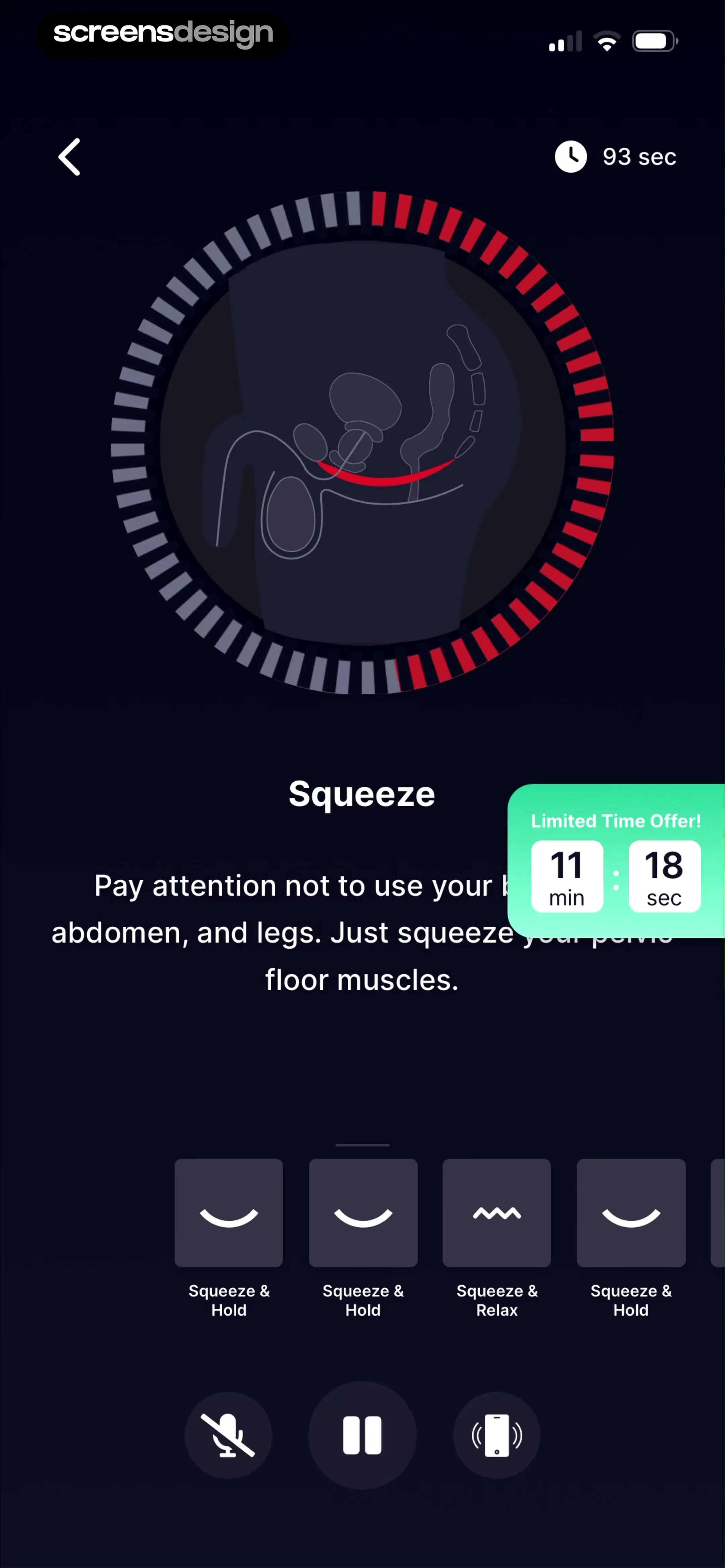 Kegel Men: Men's Health 当前回放第 72 屏，时间 5:08.83