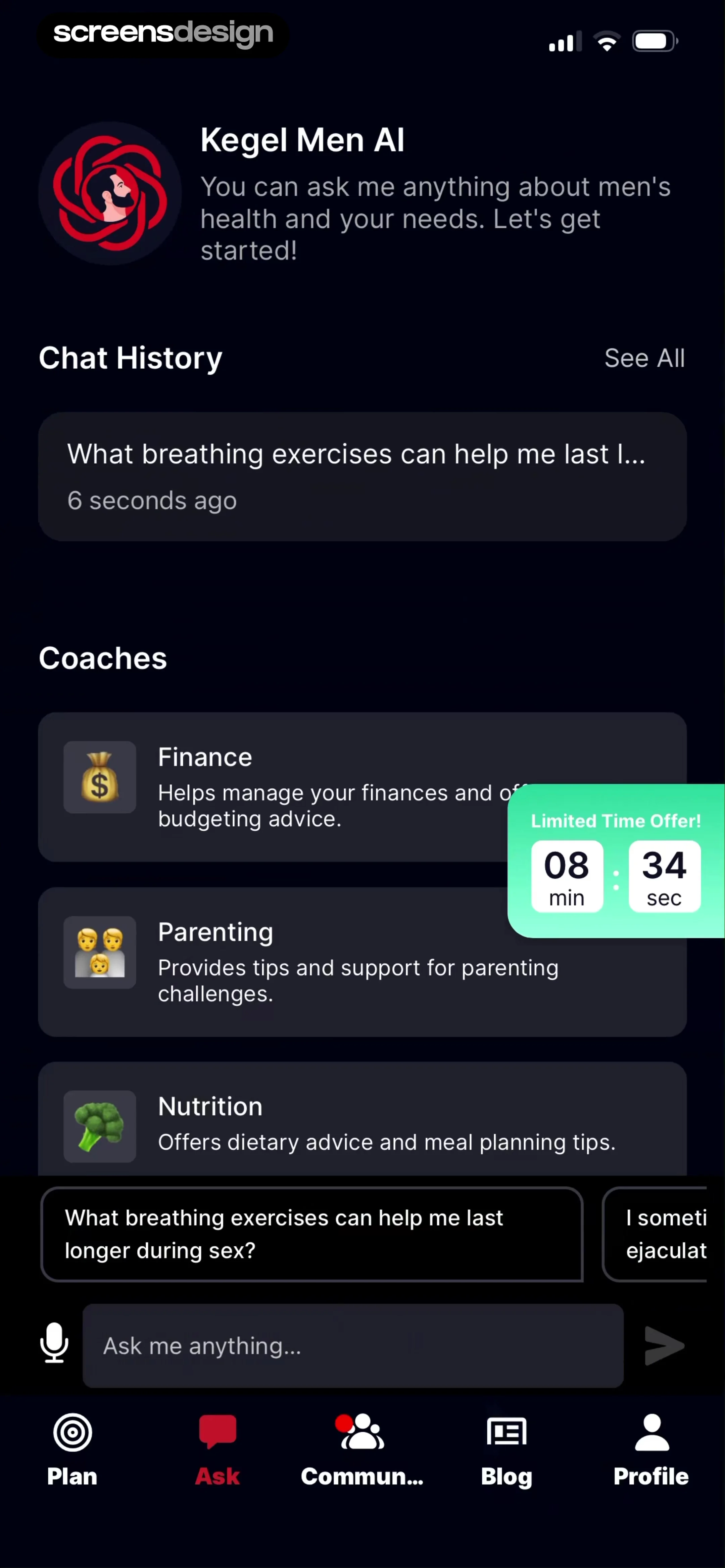 Kegel Men: Men's Health 当前回放第 97 屏，时间 7:43.20